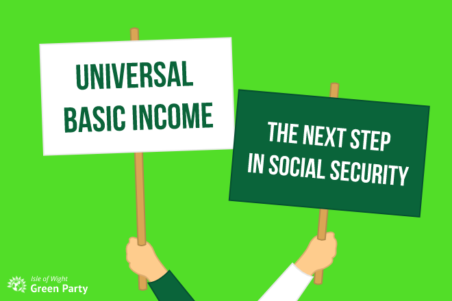 Universal Basic Income placard illustration
